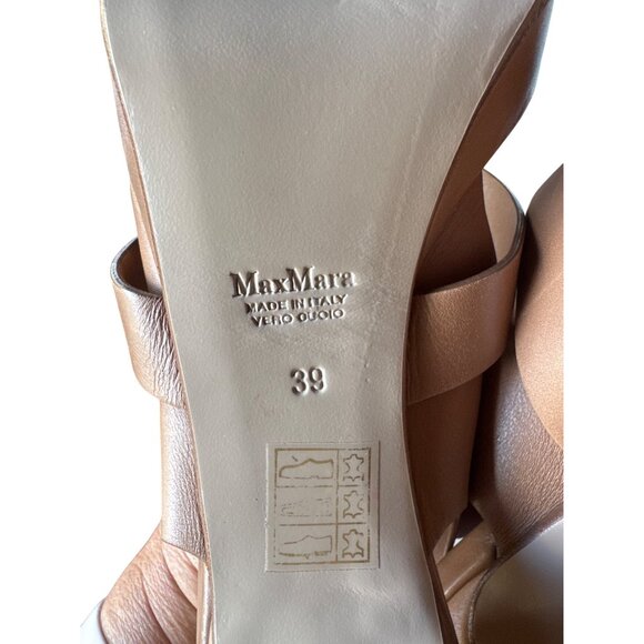 MaxMara Made in Italy Brown Leather Slingback Platform Heels Sandals 39 US 8.5-9 - Picture 4 of 12
